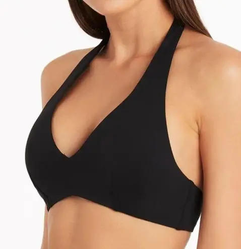 NWT Sea Level Australia Black Eco Essentials Multifit Halter Bikini Top Size 10