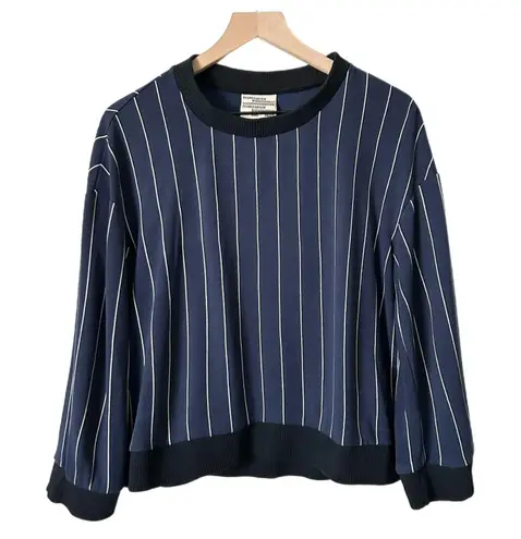 Baum Und Pferdgarten Jannet Sweatshirt Top in Navy Cream Pinstripe Size Large Blue