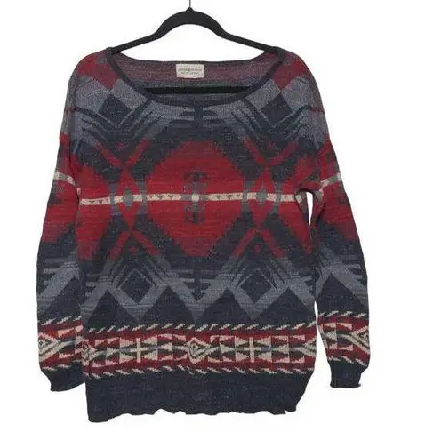 Denim & Supply Ralph Lauren Ralph Lauren Denim & Supply Womens Crewneck Sweater Red Gray Southwestern XL