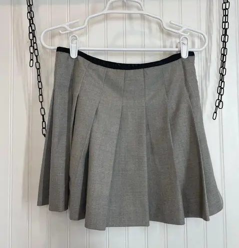 Theory  Womens Wool Blend Grey Pleated Mini Skirt Size 0