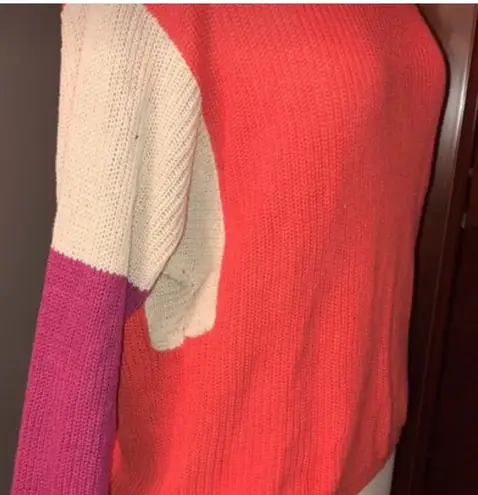 Mine…Colorblock Crewneck Sweater Orange