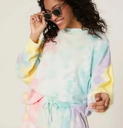 Show Me Your Mumu  Boyfriend Tie Dye Sweatshirt Rainbow Pastel small