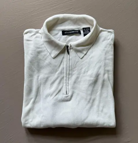 Vintage Statements Quarter Zip Sweater White Size XL