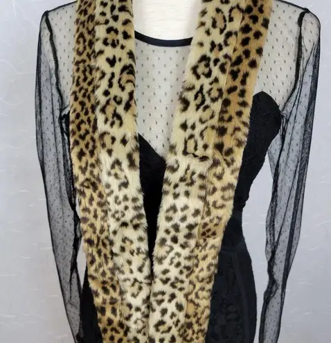 Fabulous Furs Womens Shawl Wraps 60" Brown Leopard Faux Fur Fluffy Winter Wraps