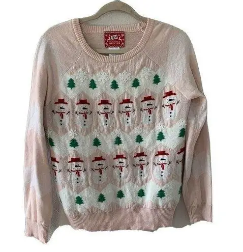 JEM Holiday Sweater Size Large Multicolor Frosty Christmas Tree Novelty Pullover