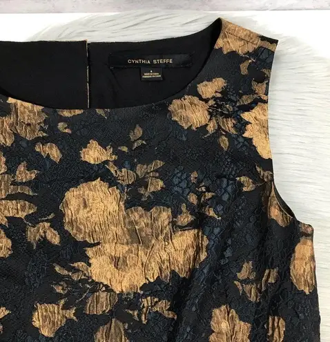 Cynthia Steffe Gabriella Gold Leaf Sleeveless Fit & Flare Dress Women’s Size 4