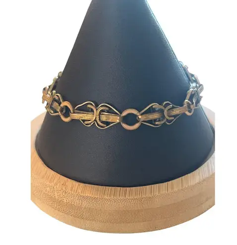 Vintage Antique Hadly Gold Tone Bracelet Intricate Link Spring Ring Estate 7.5"