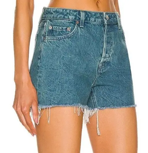GRLFRND The Helena High Rise Cut Off Denim Jean Short in Deep Springs Size 29