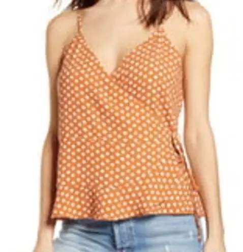 Leith  | camel brown polka dot wrap tank