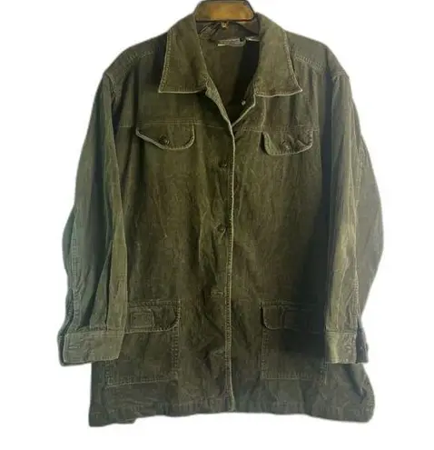 Fashion Bug VTG  Cotton Army Green Corduroy Jacket Women's Plus Size 18/20W‎