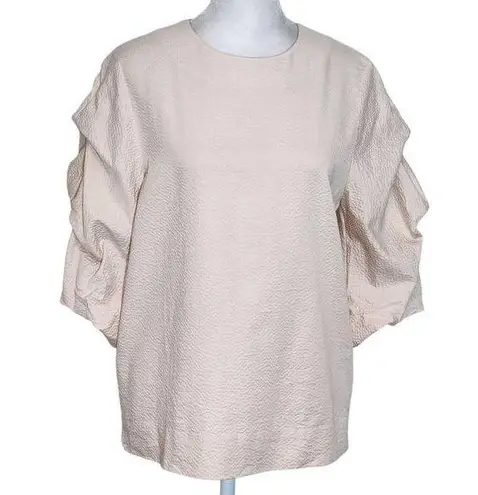 COS Blush Pink Textured Blouse with Puffy Sleeves Size 4 Light Pink Top