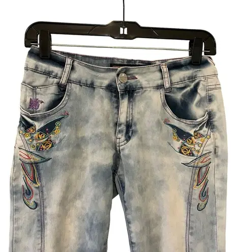 Vintage Magic Garden Acid Wash Flare Leg Jeans, Sz 5 Blue