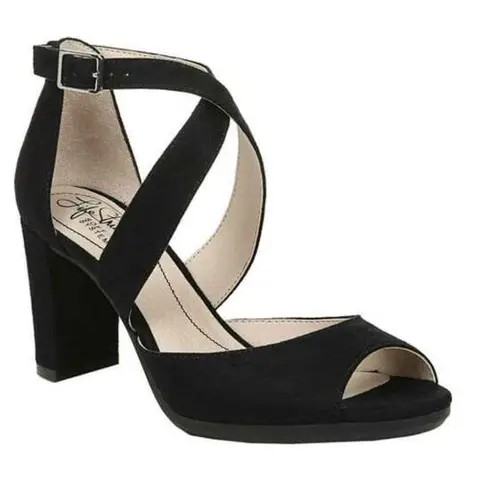 Life Stride Women's Allison Dress Sandal Black Size 8 Peep Toe Ankle Wrap New - Image 1