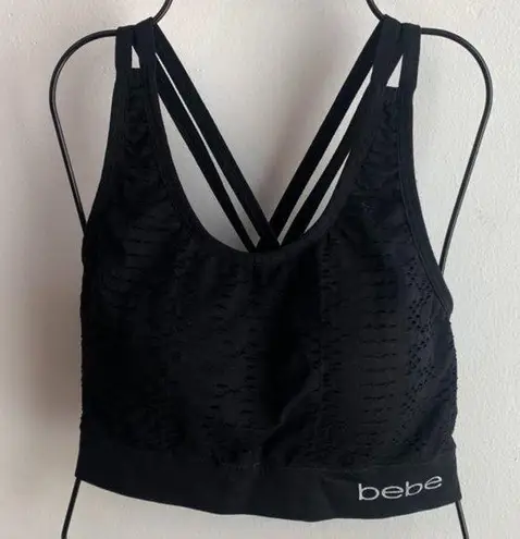 Bebe  Black Mesh Crossback Sports Bra Size 1X