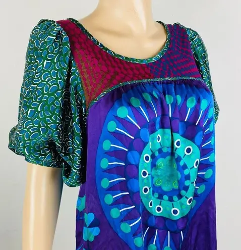 Custo Barcelona  Mixed Media Patchwork Art To Wear Women's 1 = XS Silk Dress