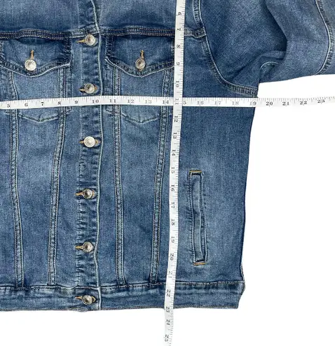 Just USA Womens Boyfriend Denim Button Up Medium Wash Jean Jacket Size XL