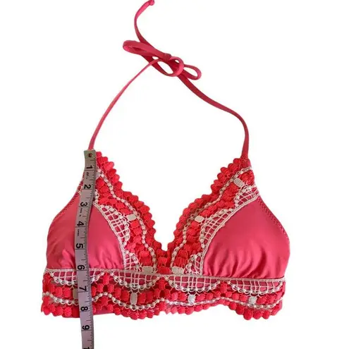 BECCA by Rebecca virtue Delilah Avery Coral Crush Pink Halter Bikini Top Small