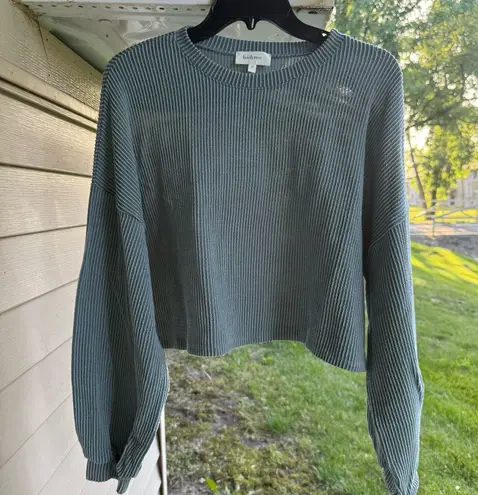 Bohme Women's Light Green Ribbed Knit Cropped Sweater Size M