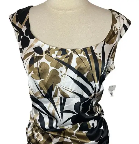 London Times NWT  Woman Satin Safari Print Body Contouring Sleeveless Dress