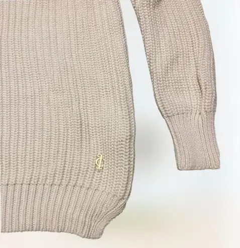 Juicy Couture  White Long Sleeve Cable Knit Crew Neck Sweater size P