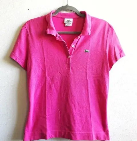 Lacoste  Polo Regular Fit Soft Cotton Petit Piqué Polo Hot Pink Sz 44 (L) EUC