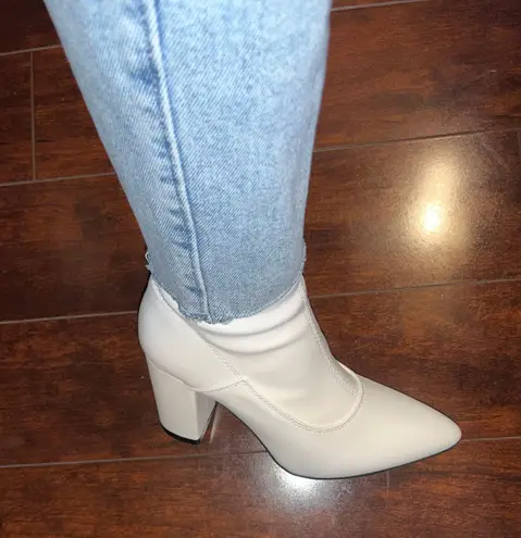 Faux Leather Booties White Size 5