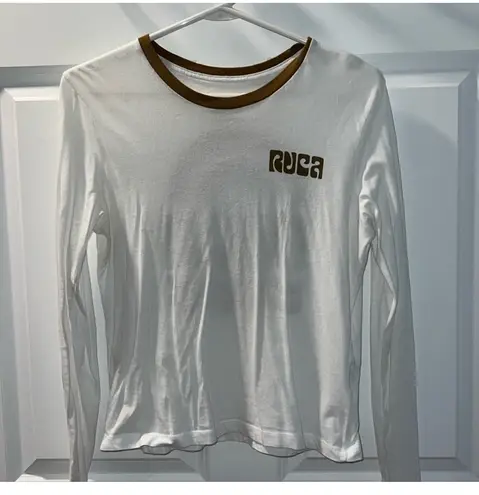 RVCA white and gold graphic long sleeve tee XS