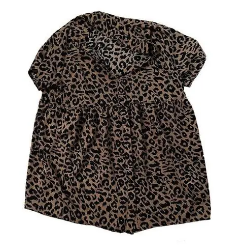 Missguided  Women’s Leopard Animal Print Polyester Flow Blouse Size 10 US