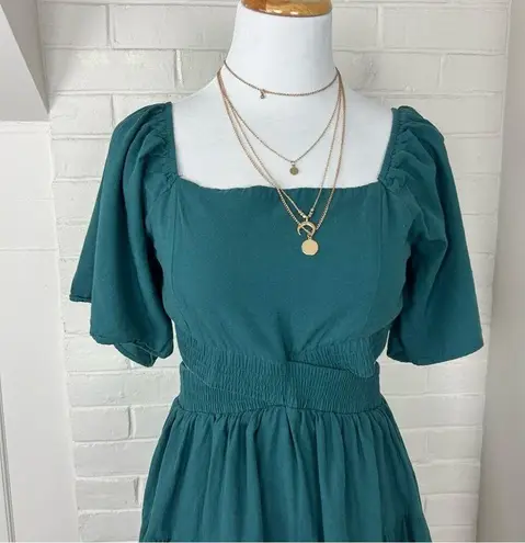 Amazon  Green Teal Open Back Side Cut Outs Casual Summer Dress Size M