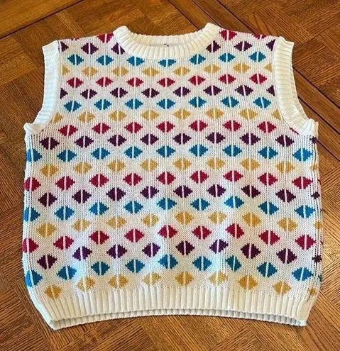 Vintage Landers Colorful Geometric Knit Sweater Vest M Size M