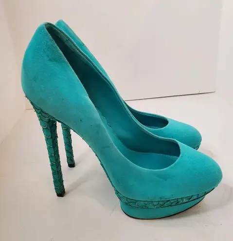 Brian Atwood  Turquoise Mermaid Platforms Pumps 8