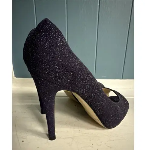L.K.Bennett Plum Purple Glitter High Heel Open Toe Dressy Shoes Women’s Sz 37.5