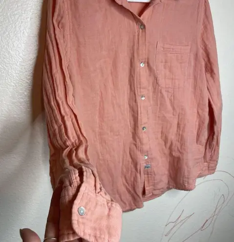 Rails  Ellis Shirt In Flamingo Button Down Organic Cotton Gauze Size L Pocket