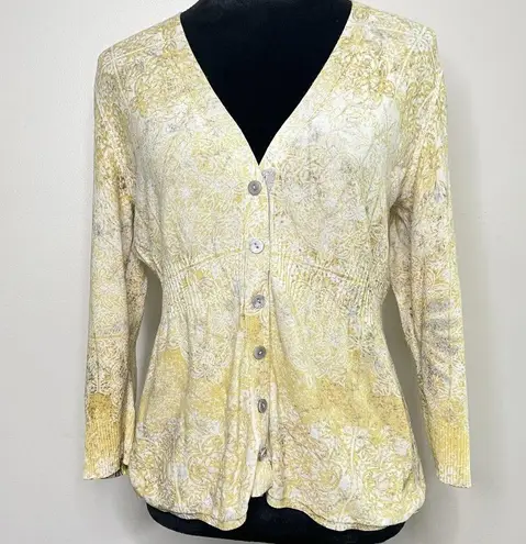 Vintage Reversible Peplum Cottagecore Style Floral Button Front Knit Sweater Size M