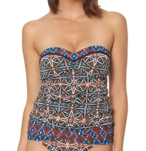 Bleu Rod Beattie  Women’s Geometric Ruched Off-Shoulder Tankini Top Size 8