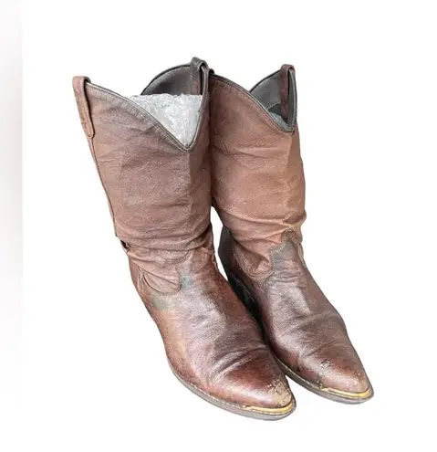 Dingo Women's Size 7.5 Brown Leather Cowboy Boots Slouchy Western