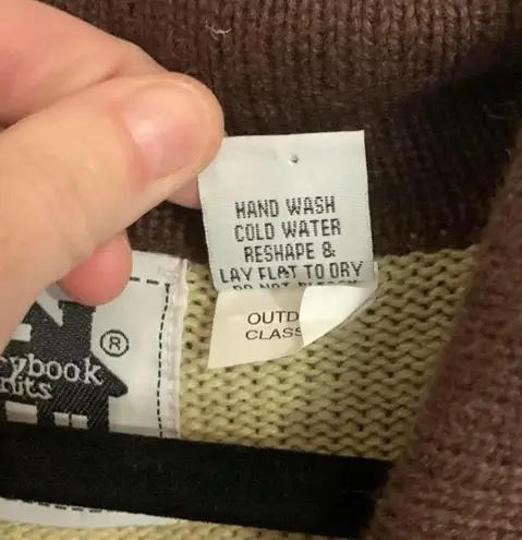 Storybook Knits Outdoor Classic Moose Santa Fe Fringe Cardigan Sweater Brown