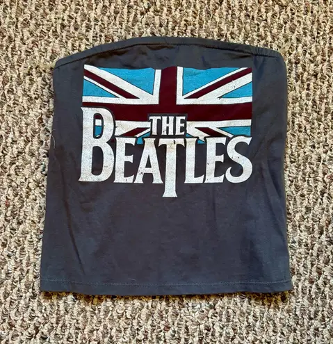 NWOT The Beatles Graphic Tube crop top English flag Gray Size M