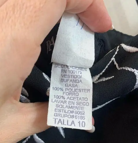 Bari Jay Embroidered Crisscross Straps Black/White Evening Floor Length Dress Black Size 10