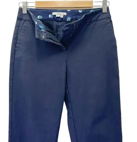 Boden Navy Blue Slim Straight Cotton Chino Pants Preppy Casual Pant Size 4 Long