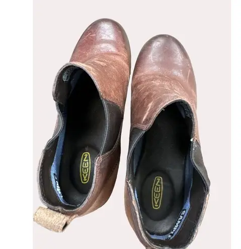 Keen women’s brown leather ankle boots shoes size 7 SKU 6174