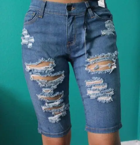 Encore jeans blue encore distressed denim shorts