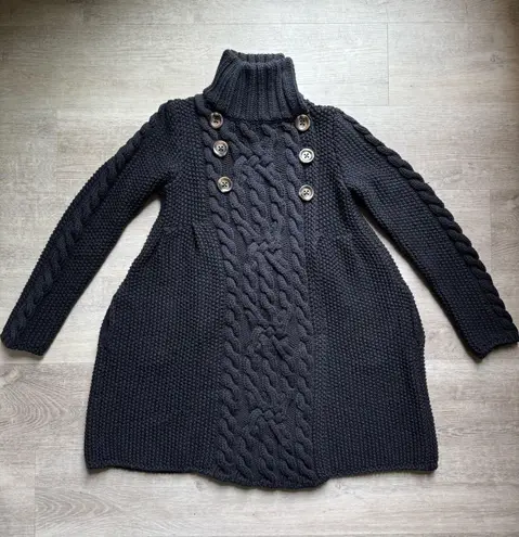 Max Mara Sportsmax Made In Italy Virgin Wool Chunky Knit Funnel Neck Cardigan S