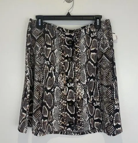 Planet Gold NWOT Snake Print Skater Skirt Button