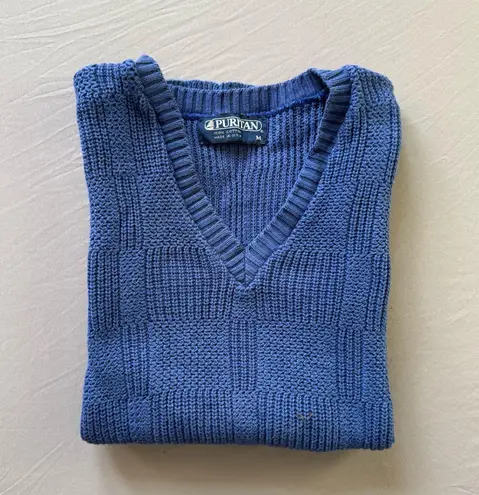 Vintage Puritan Knit Sweater Vest Blue Size M