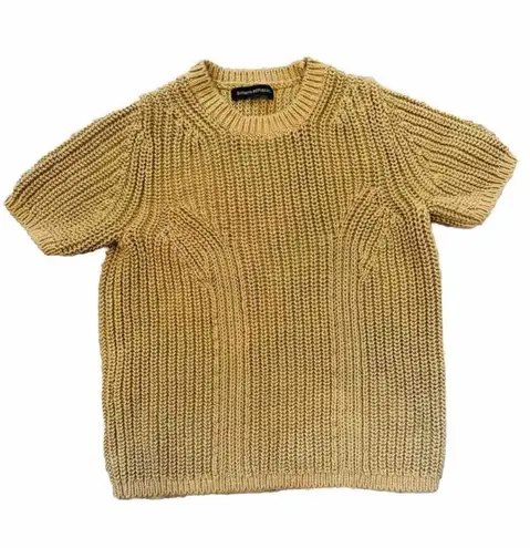 Banana Republic Caramel Color Short Sleeve Thick Cable Knit Sweater Size Xs