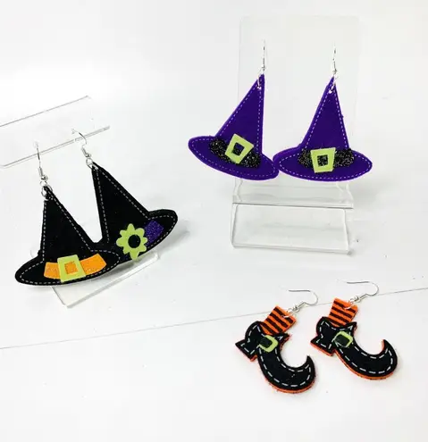 Handmade 3 Sets Of Happy Halloween Felt Earrings