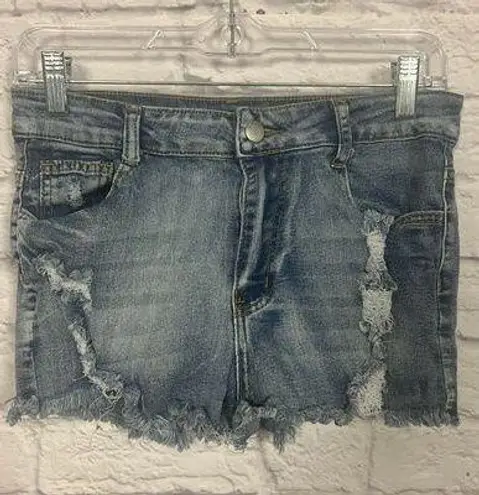 Distressed Medium Wash Denim Jean Shorts