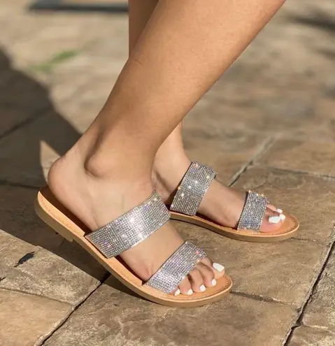Soda Shoes Clear Double Strap Rhinestone Sandal
