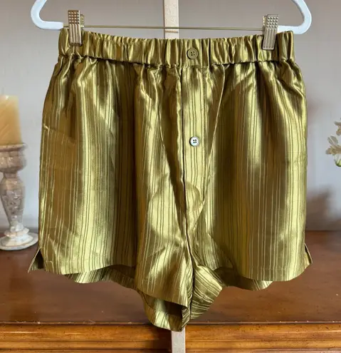 Atoir Sana Metallic Jacquard Satin Shorts Antique Gold Medium